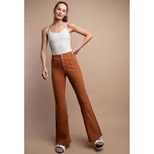 RAE MODE COTTON STRETCH TWILL DOUBLE BUTTON UP FLARED PANTS NWT